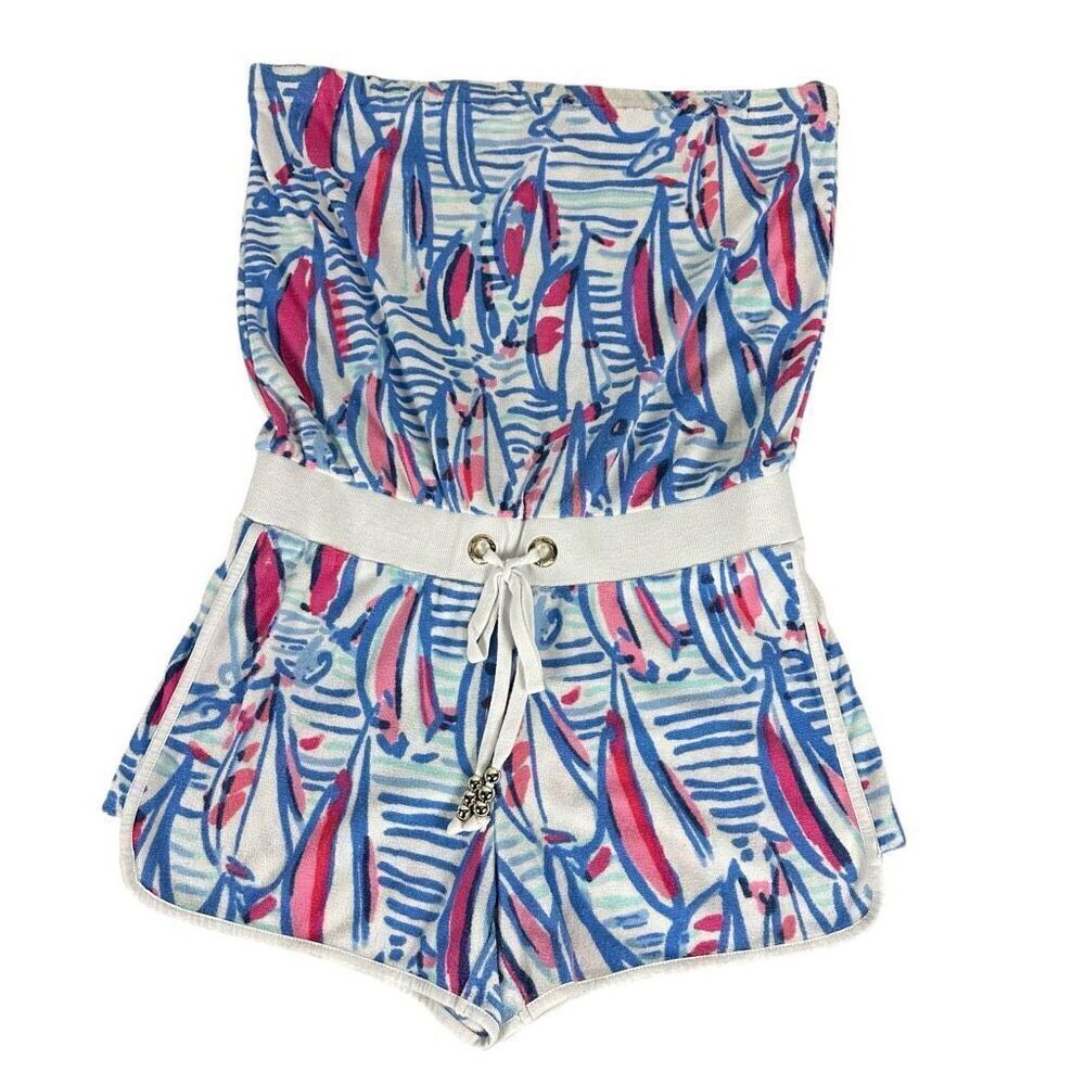 Lilly Pulitzer small Red Right Return Terry Romper with Flaw